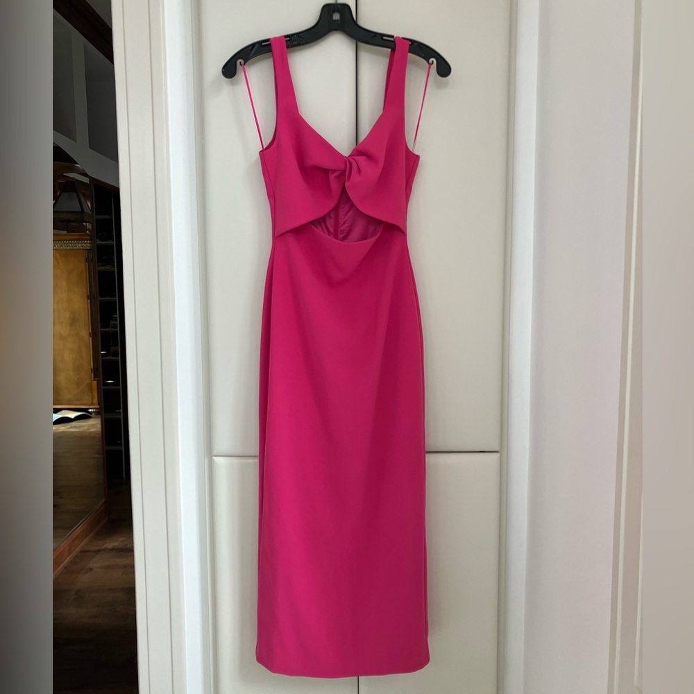 Bardot Long Fuchsia Dress with cut out below chest